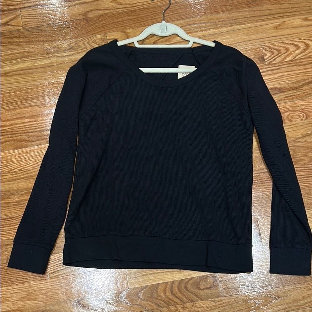 Chaser Brand Black Ribbed Long sleeve open back Women's Top large new w tags